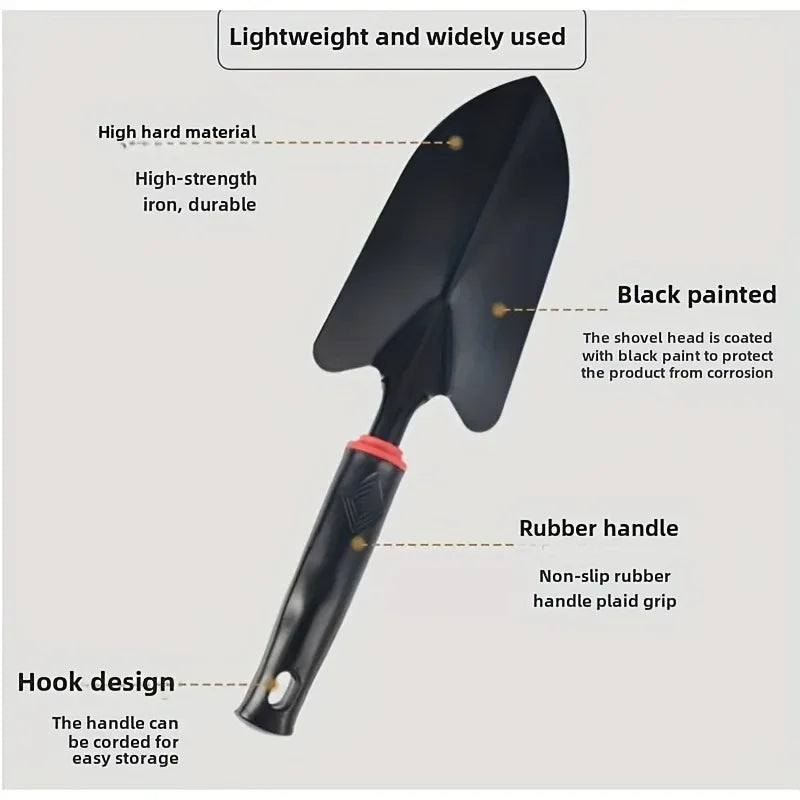 Metal Garden Trowel with Ergonomic Black Handle and Orange Trim - Perfect Tool for Planting Flowers and Vegetables