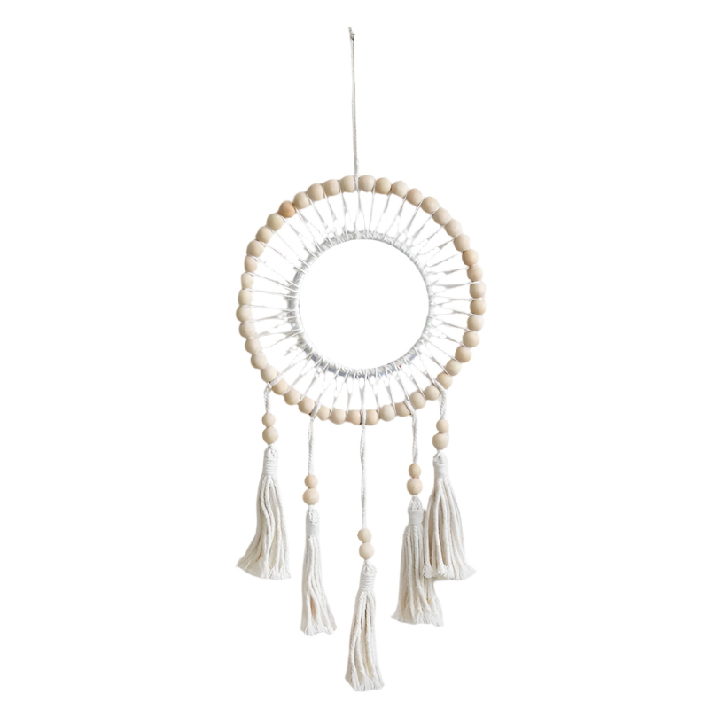 Hemasa Wall Mirror Macrame Wooden Beads Decorative Mirrors Boho Home Decoration Room Decors Aesthetic Wall Art For Living Room