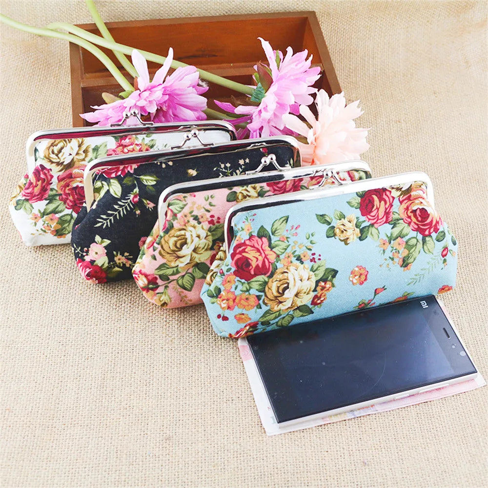 Hemasa  Flower Printed  Coin Purses /Money Card Holder Wallet Pouch Lipstick Earphone Key Bags