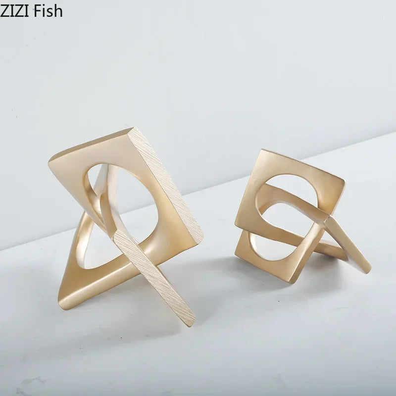 Tejesa Abstract Geometric Distortion Ornaments Crafts Desk Decoration Golden Square Collar Artwork Statue Room Aesthetics Decor