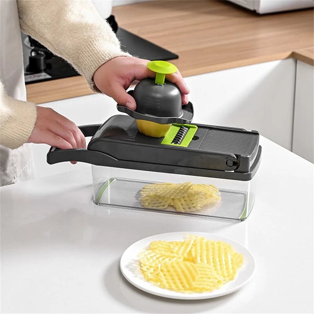 Tejesa Multifunctional 12/16pcs Vegetable Cutter Slicer Fruit Potato Peeler Carrot Grater Kitchen accessories basket vegetable Slicer