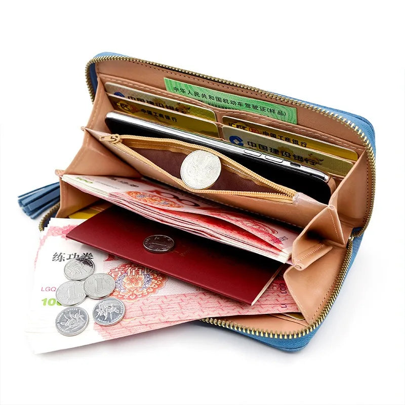 Hemasa  Zipper Money Coin Purse/PU Leather Long Card Holder  Clutch Wallet