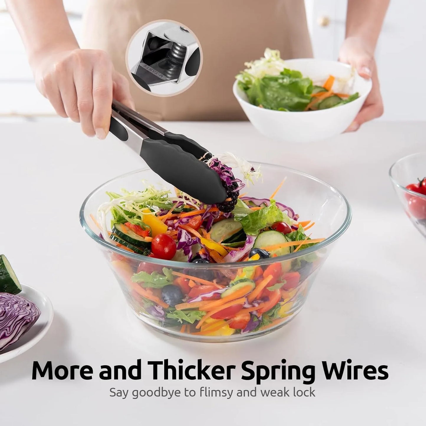 1/3Pcs Silicone Stainless Tong Steel Anti Scalding BBQ Food Tongs Non-Stick Resistant Barbecue Tongs Salad Tong 7/9/12inch