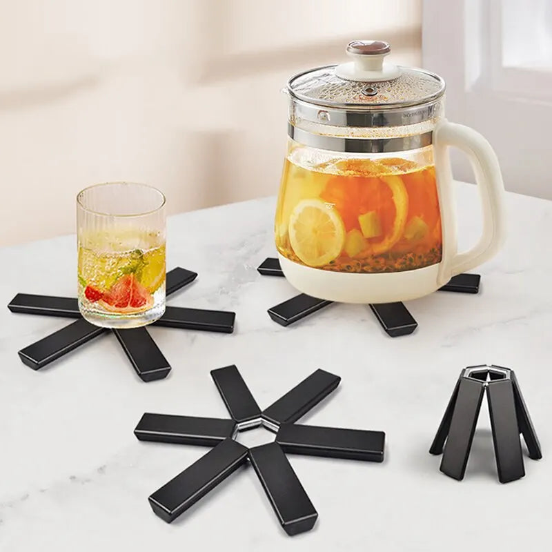 Hemasa 4 Pcs Pot Mat Dish Placemat Coaster Folding Heat Insulation High Temperature Pots And Pans