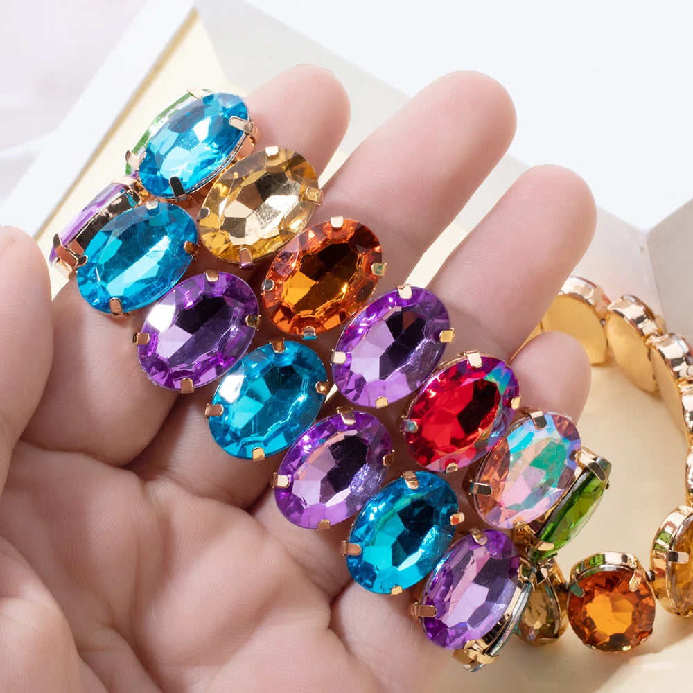 Tejesa  Zirconia Bangle For Women Gold Color Copper Crystal Bracelets Elastic Hand Accessory