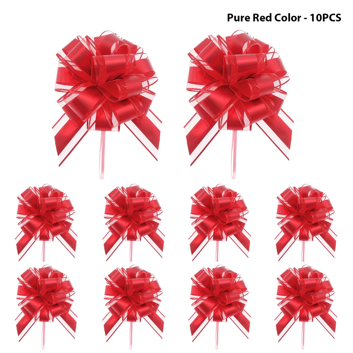 10PCS Pull Bow Large 6 Inch Organza Gift Wrapping Pull String Bows with Ribbon for Easter Presents Wedding Gift Basket Wrapping