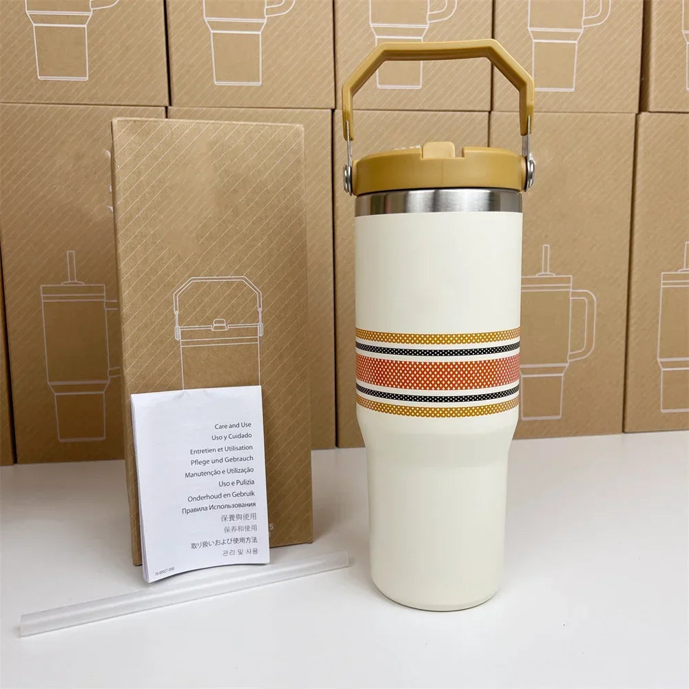 Hemasa   Tumbler With Straw Lids Stainless Steel Coffee Cup Car Mugs Vacuum Cup