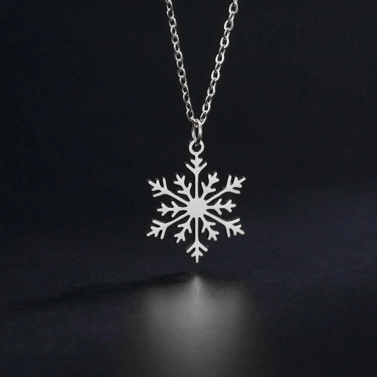 COOLTIME Snowflake Pendant Necklace for Women Stainless Steel Clavicle Chain Choker Fashion Couple Jewelry Valentine's Day Gift