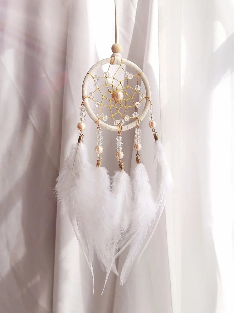 Hemasa Hand-woven   Feather Wind  Chime   Dream Catcher for Valentine's Day Gift Bedroom Hanging Ornaments Home Decoration