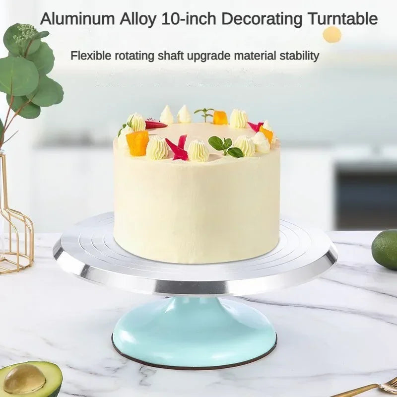 Tejesa 10Inch Pastry Turntable Cake Stand Aluminum Alloy Professional Pastry Rotating Tray and Pastry Accessories Decoration Tool