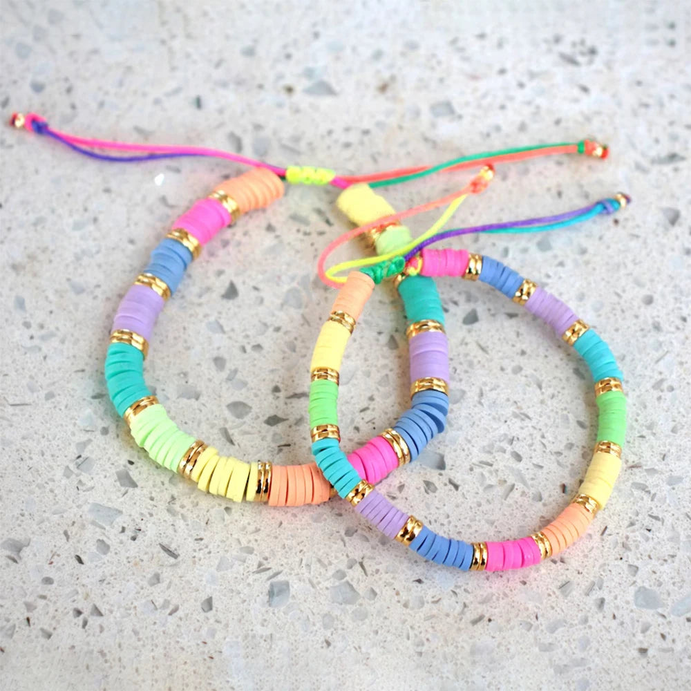 Hemasa Rainbow Colour   Polymer Clay  Beads Bracelet