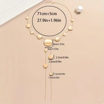 Elegant Sexy Gold round Disc Decorated Long Chain Necklace Fashionable Accessory for Daily Wear And Parties