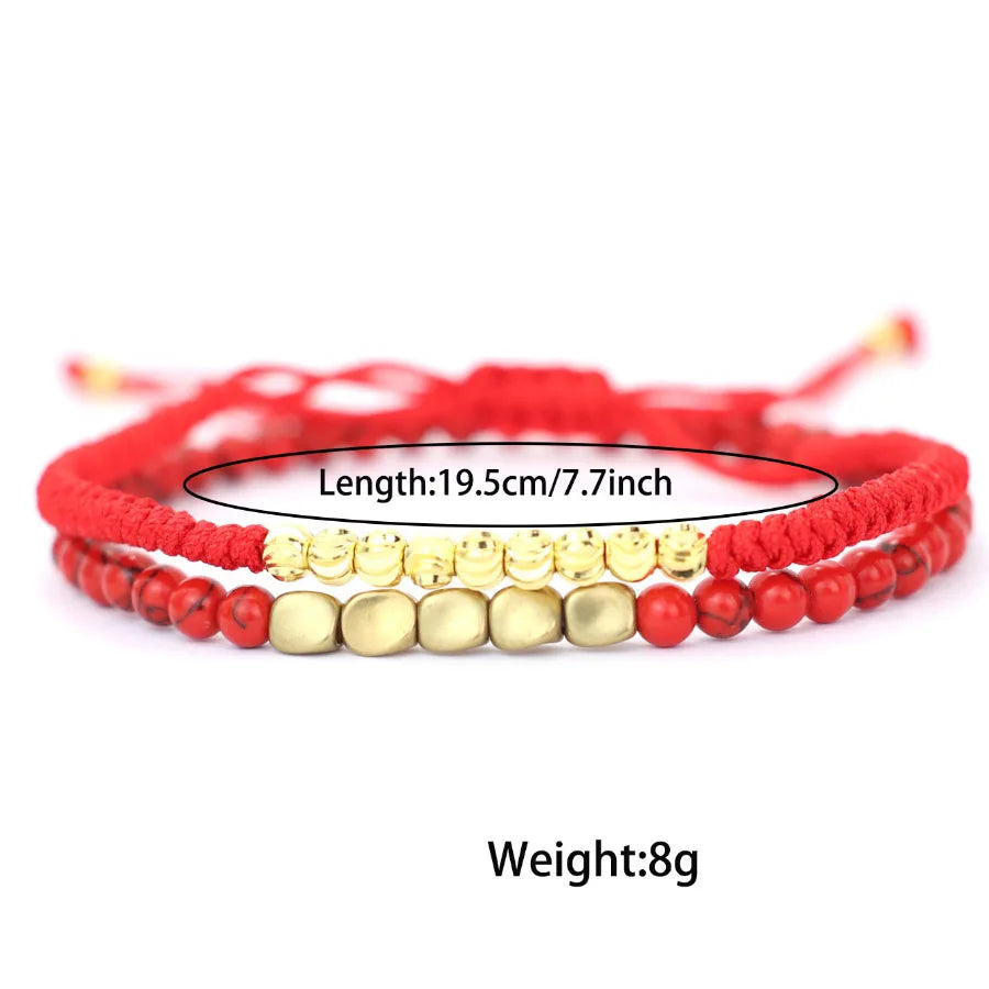 Fashion Men Bracelet Set Lucky Black Red String Braslet Handmade Irregular Gold Color Beads Charm Braclet Yoga Meditation Joias