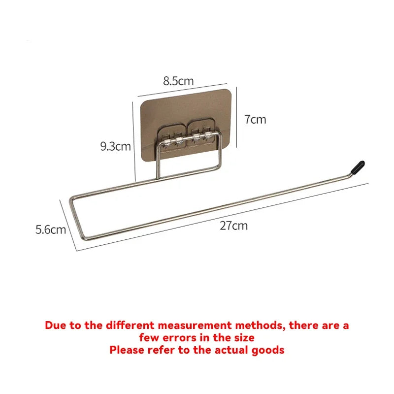 Hemasa 1PCS Kitchen Paper Towel Holder Adhesive Toilet Paper Rack Towel Hanger Tissue Dispenser Roll Napkin Cabinet Storage Accessories