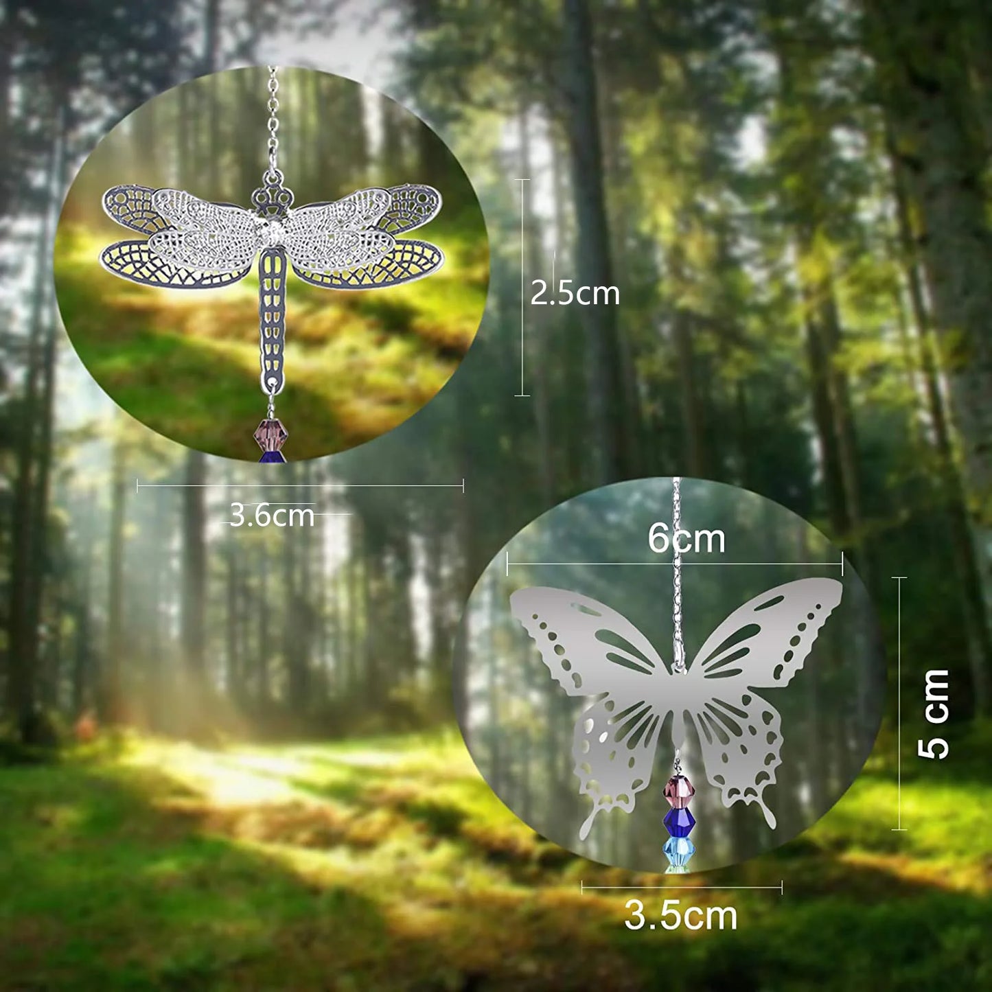 6 Crystal Suncatcher Butterfly Prism Pendant Rainbow Machine Window Hanging Decor