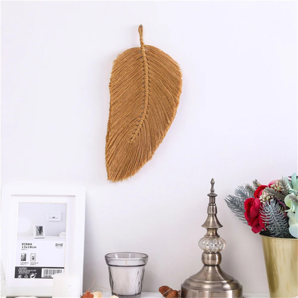 Hemasa Handmade Tassels Macrame Leaves Tapestry Nordic Style Tapestry Wall Hanging Toys Kids Room Decor Home Nursery Boho Decor