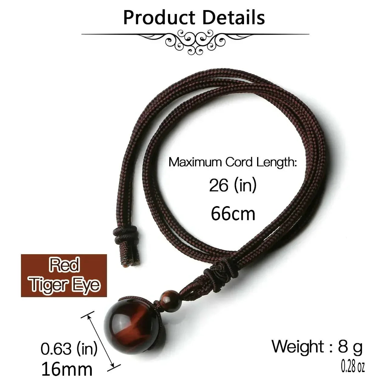 Hemasa 16mm Black Obsidian Tiger Eyes Amethyst Stone Women Men Necklaces with Adjustable Braided Rope Cords Natural Crystal Pendant