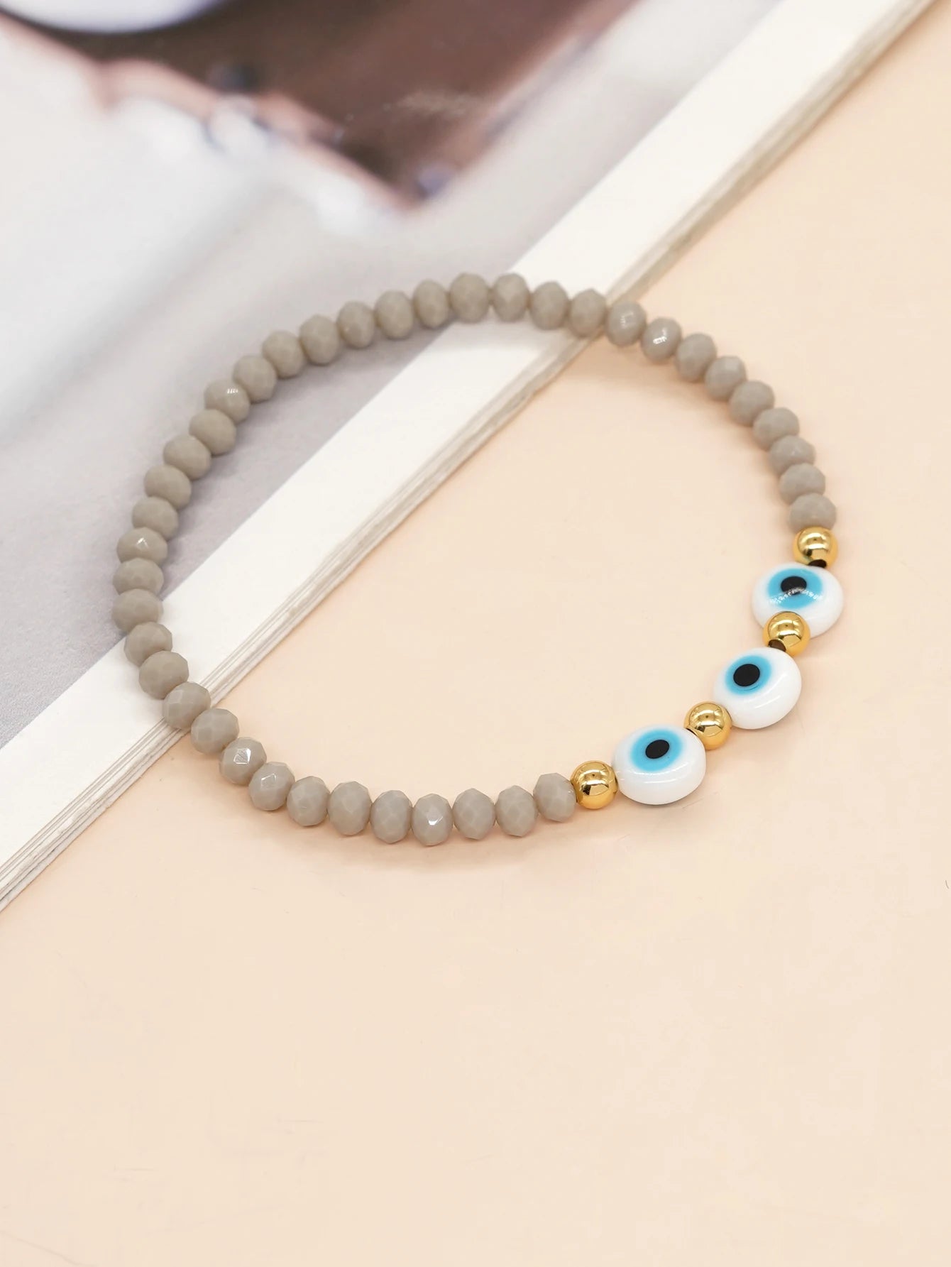 Hemasa Evil Eye  Faceted Crystal  Beads  Stretchable Bracelet  Beaded Bracelets for Women