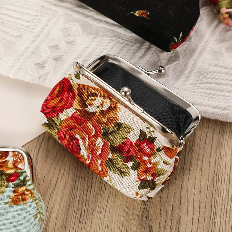 12 PCS Fashion Cotton Rose Coin Purse Cute Lovely Women Small Change Money Bags Key Holder Case Wallet Mini Pouch Souvenir