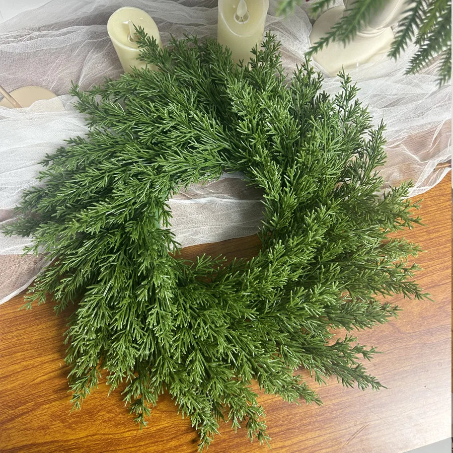 Tejesa Handmade Christmas Cypress Wreath for Front Door 18inch Real Touch Artificial Cedar Wreath Christmas Home Outdoor Decor