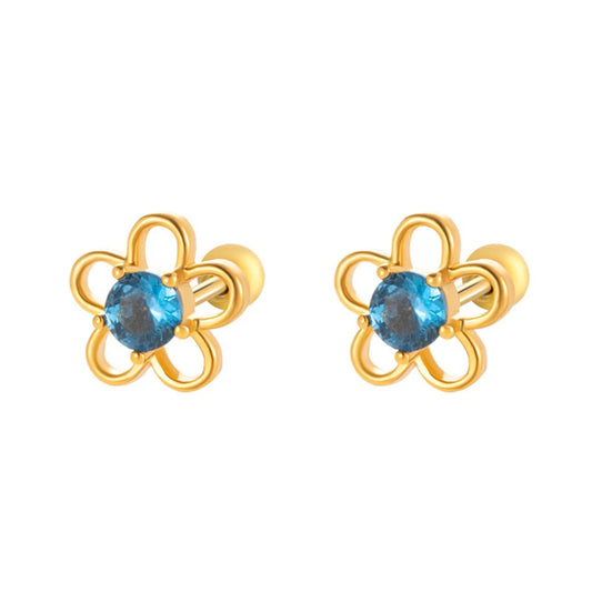 Gold Diasy Zirconia Earrings For Women Copper Inlaid Rhinestone Stud
