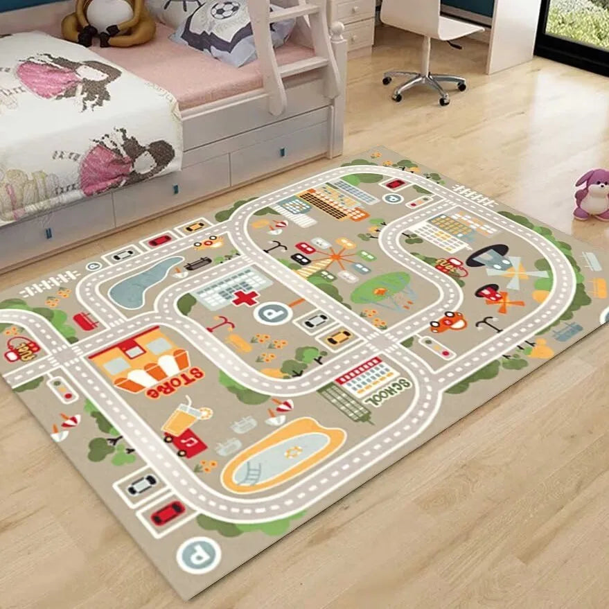 Tejesa  Flannel Children's Carpet, Parking Lot Climbing Mat, Game Traffic Mat, Early Education Kindergarten Rug Home Decoration