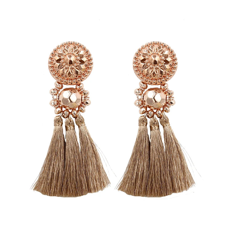Bohemia Tassel Earrings for Women Green Multi-color Beads Fringe Earring Summer Earing Boucle D'oreille Pendante New