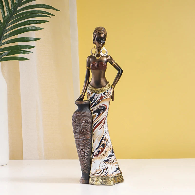 Hemasa African Style Resin Craft Figurines/ Black Woman Art Sculpture for Bedroom/Living Room/Bar Cabinet/ Entryway Decor