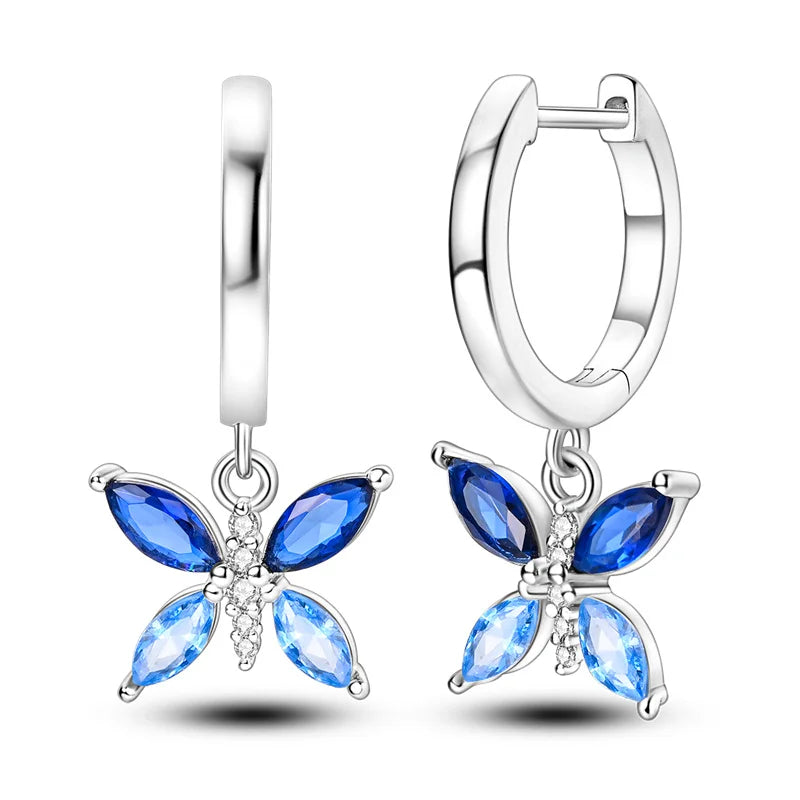 2025 Women's Earrings 925 Silver Butterfly Series Luxury Jewelry CZ Color Party Anniversary Gift
