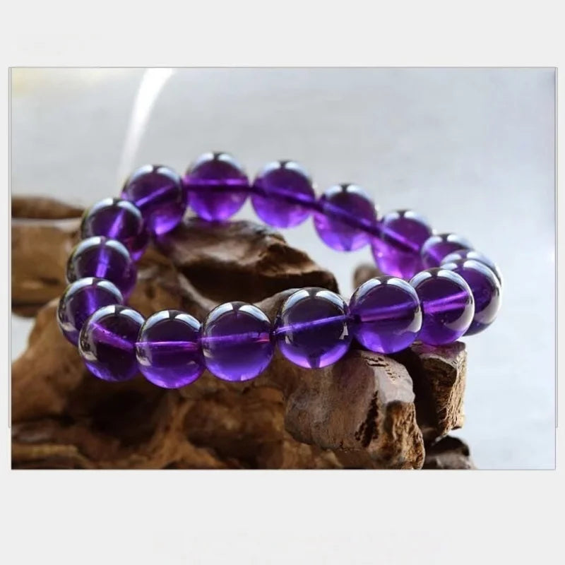 Handmade Amethyst Beaded Bracelet - Boho Style Crystal Jewelry for Women, Stretchable Design Fit Most Wrists, Trendy Daily Ornam