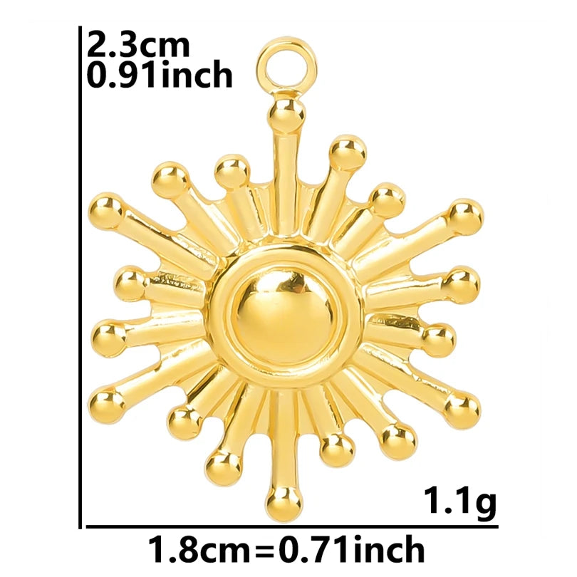 Fashion Gold Color Sun Necklace For Women/Men Stainless Steel Pendant Trendy Collar Long Chain Choker Female Jewelry Supplies