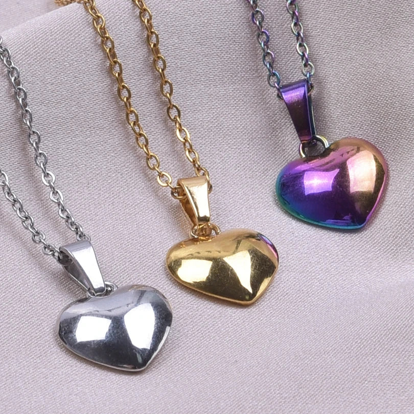 1pc Necklace For Women Love Shape Pendants Personality Metal Stainless Steel Charms Jewelry Handmade Craft Fashion Accessories