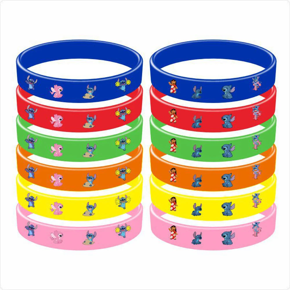 12pcs Stitch Silicone Rubber Wristband for Kid Reward Prizes Goodie Bag Stuffers Fillers Gifts