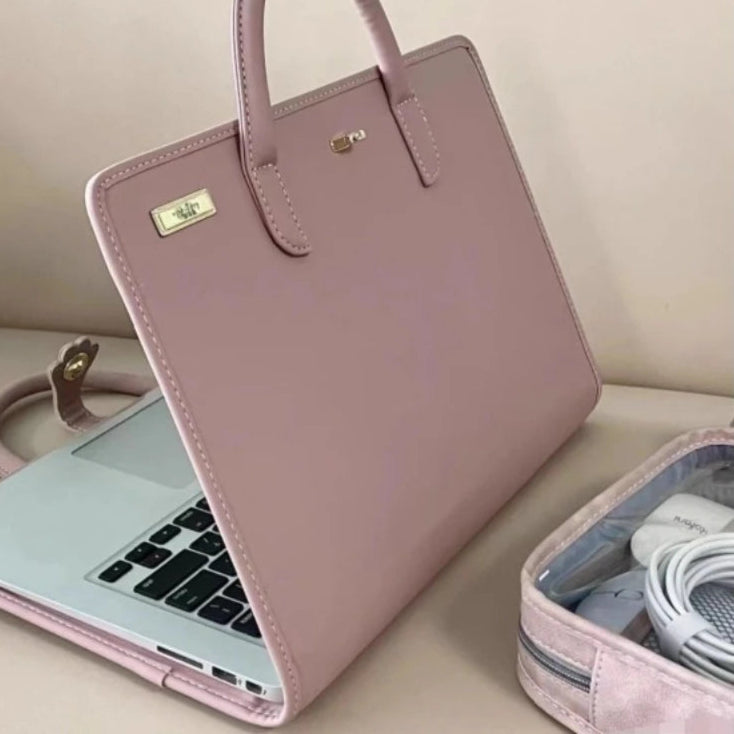 Pink Girls Casual All Match Simple Top-Handle Bags Korean Solid Trendy Chic Laptop Bag Sweet Y2k Fashion Travel Women's Handbags