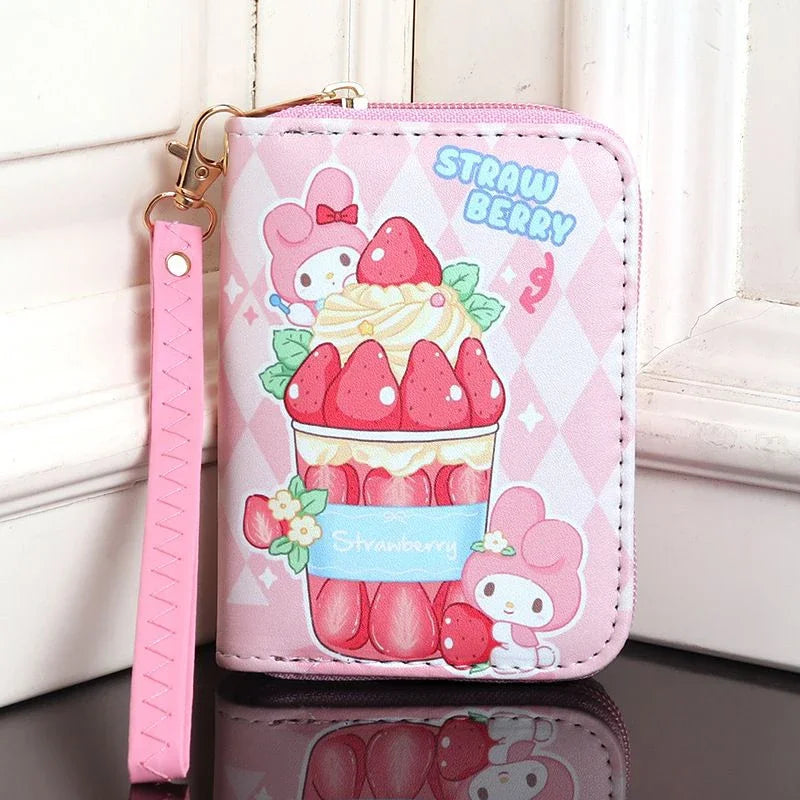Cartoon Kuromi Short Version Waterproof Money Bag Zipper Coin Purse Multiple Card Slots Wallet Portable Decoration Girl Gift