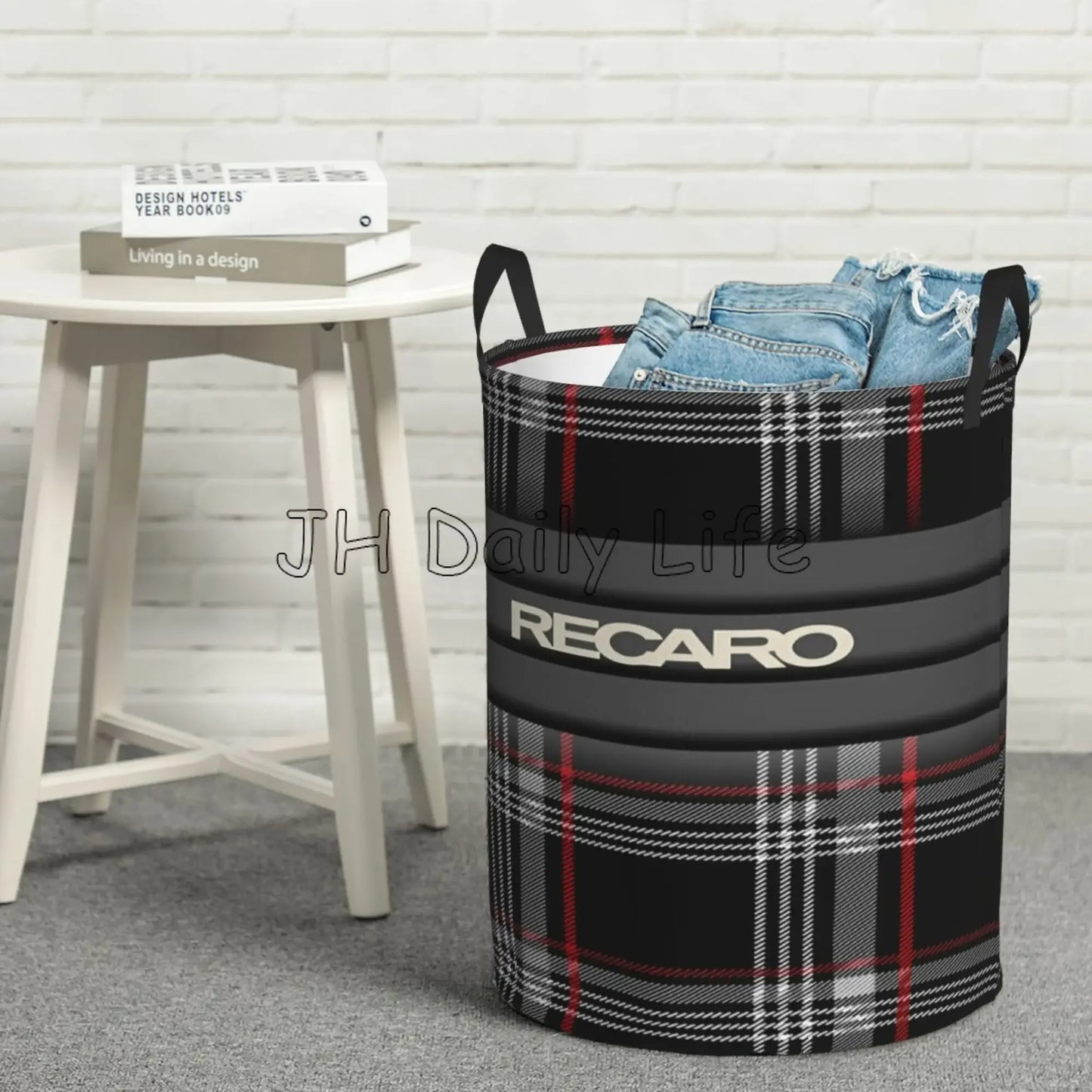 Recaros Logo Print Laundry Basket Foldable Clothes Hamper for Nursery Kids Toys Storage Bin Large Capacity Circular Hamper