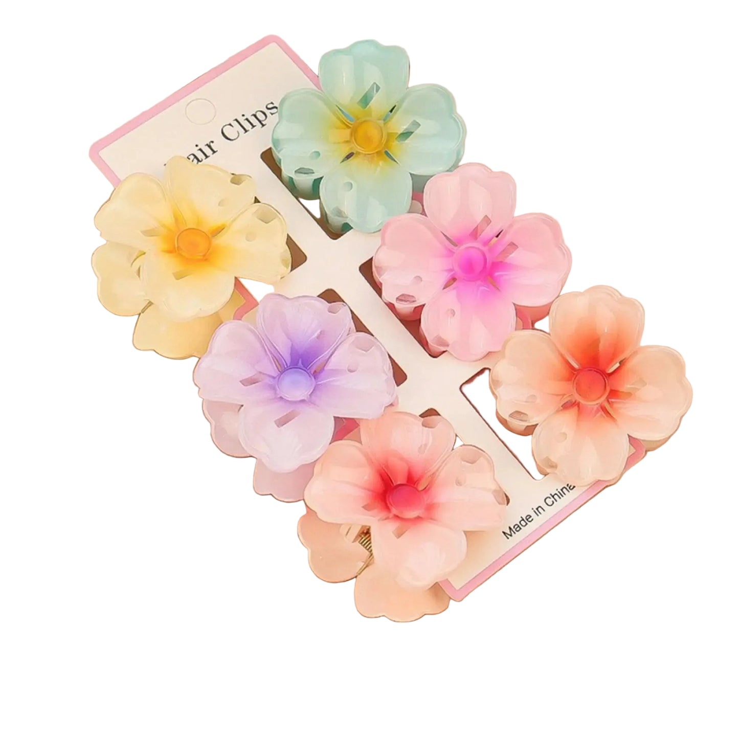 Tejesa 1set/lot 6 pieces of small hibiscus hair clip with gradient color, seaside vacation hair bun magic tool.