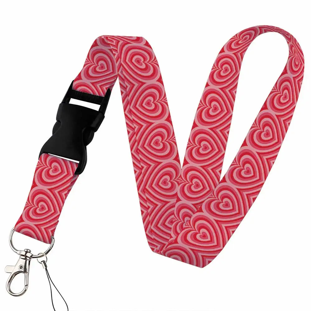 Tejesa Beautiful heart-shaped Lanyard Keys Chain Badge Holder ID Credit Card Pass Hang Rope Lariat Mobile Phone Charm Accessories Gifts