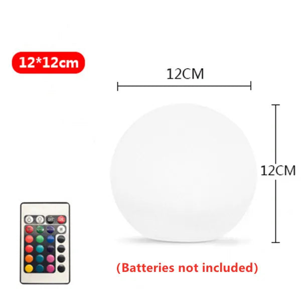 25/20/15/10cm LED Luminous Round Ball Lamp Battery Powered Remote 16 Color Garden Landscape Lawn Home Bedroom Decor Night Lights