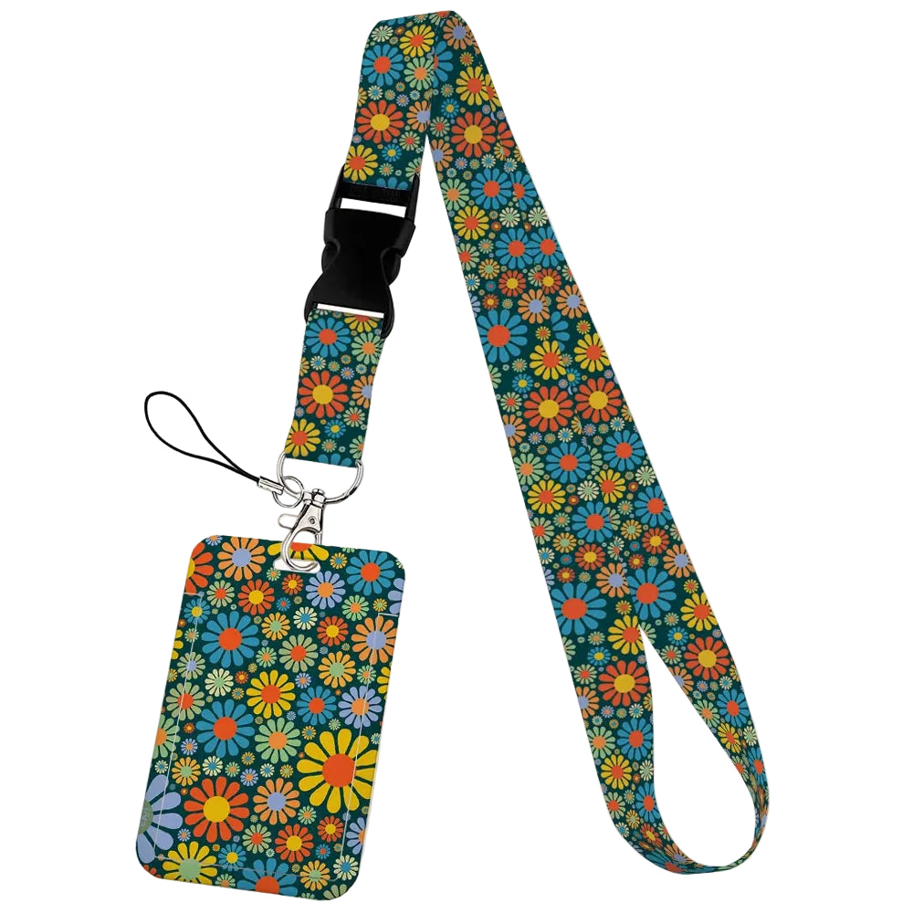 Tejesa  Flower design Lanyard Business Credit Card Holder/ Neck Strap Keychain Hang Rope ID Badge Holder
