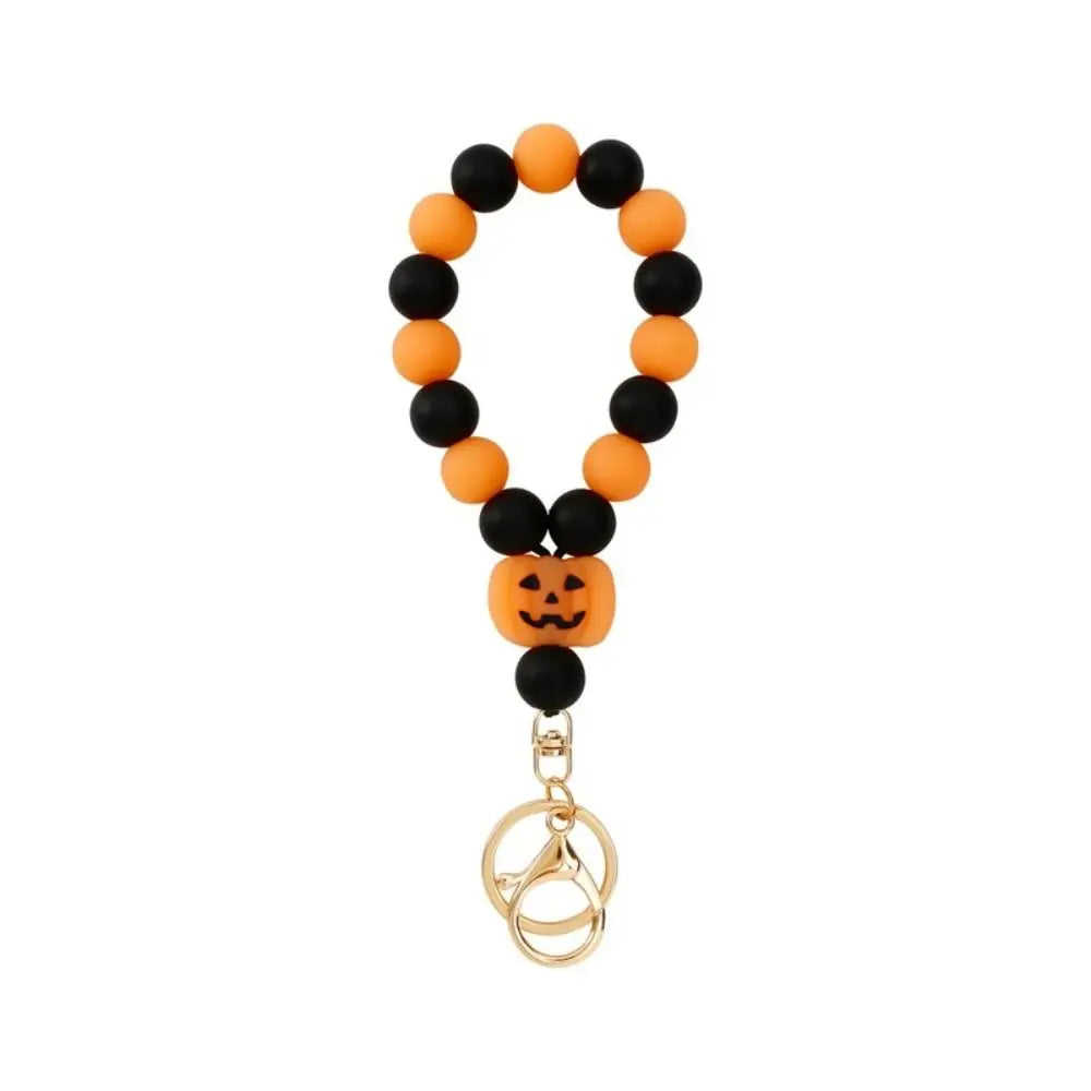 Pumpkin Luminous Ghost Keychain Silicone Fluorescent Halloween Ghost Pendant Lobster Buckle Ornaments Beads Keyring Party
