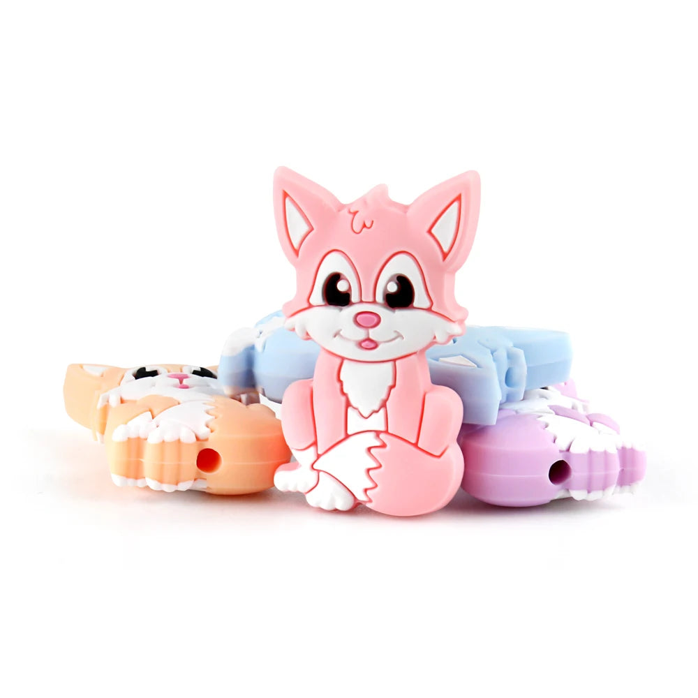 5/10 New Silicone Beads Animal Fox Shape Focal Beads For Jewelry Making DIY Bracelets Keychain Necklaces Jewelry Accessories