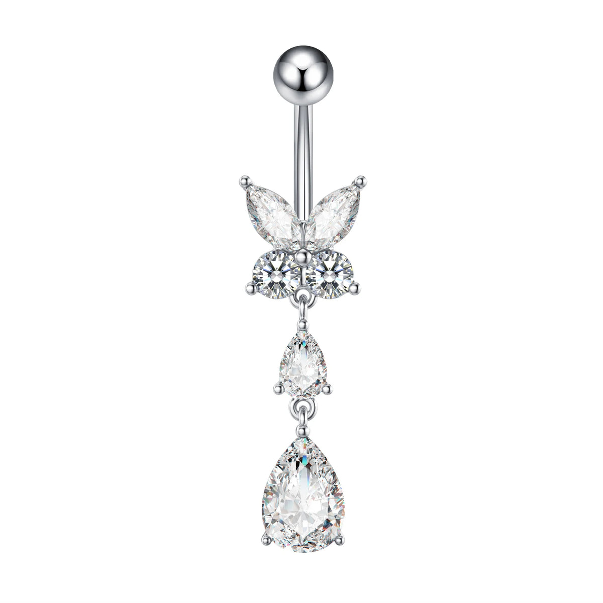 1pc Dragon Butterfly Flower Heart Belly Button Rings Blue Pink Crystals Zircon Dangled Navel Belly Piercing Nombril for Women