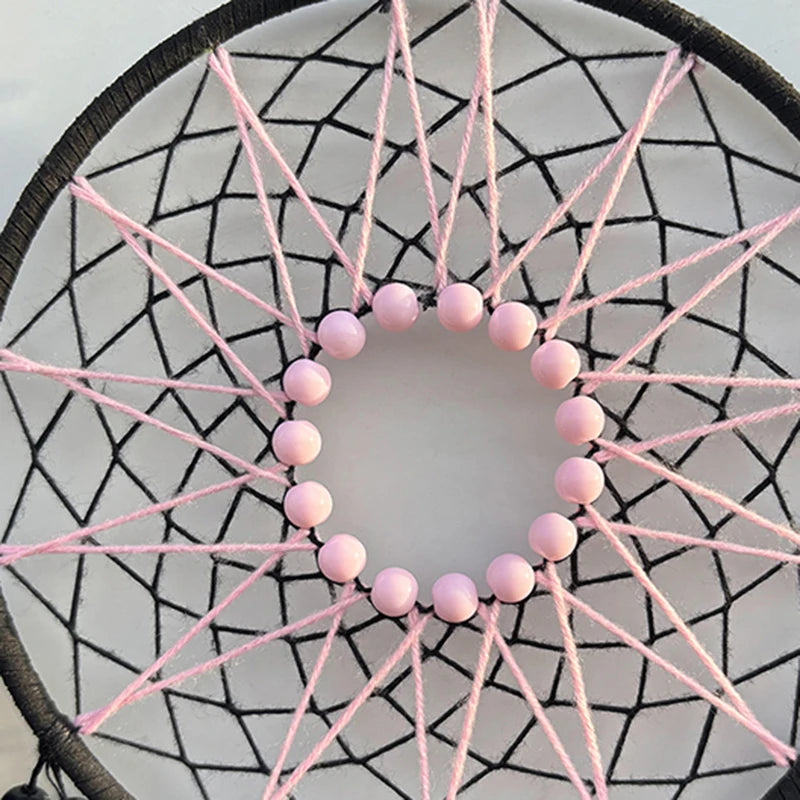 Hemasa Pink and Black Colour  Feathers  Dream Catcher Wind Chime Living Room Bedroom for  Gifts