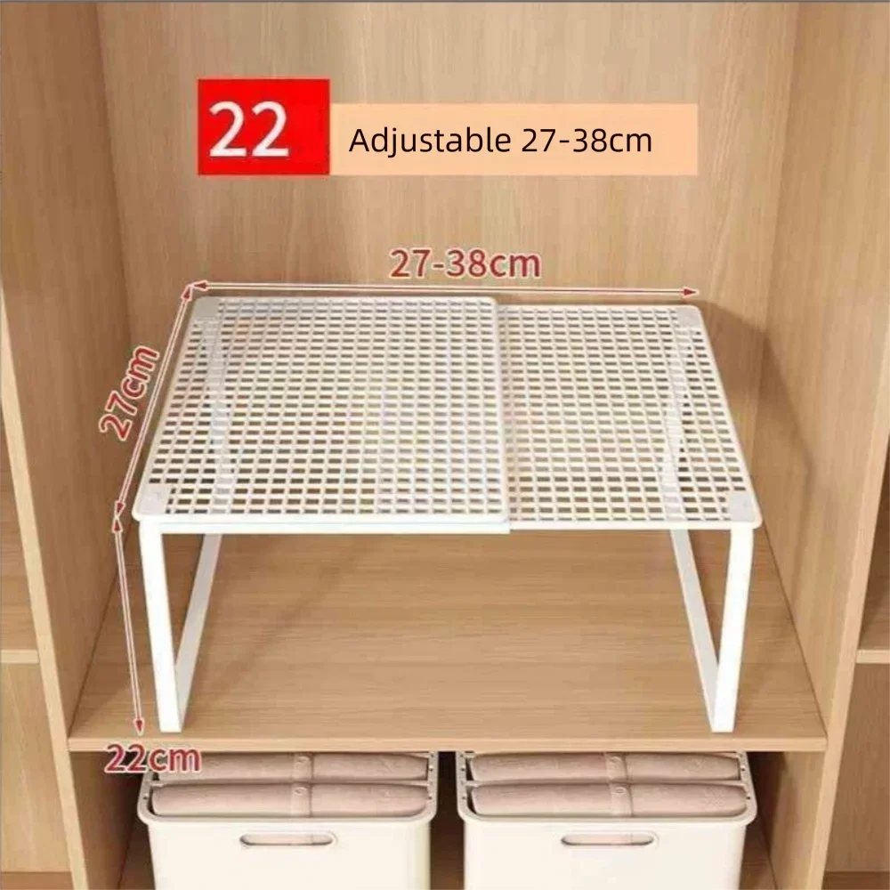 DIY Metal Closet Shelf Adjustable   Wardrobe Organizer Expandable Retractable Stackable Shelves Bathroom