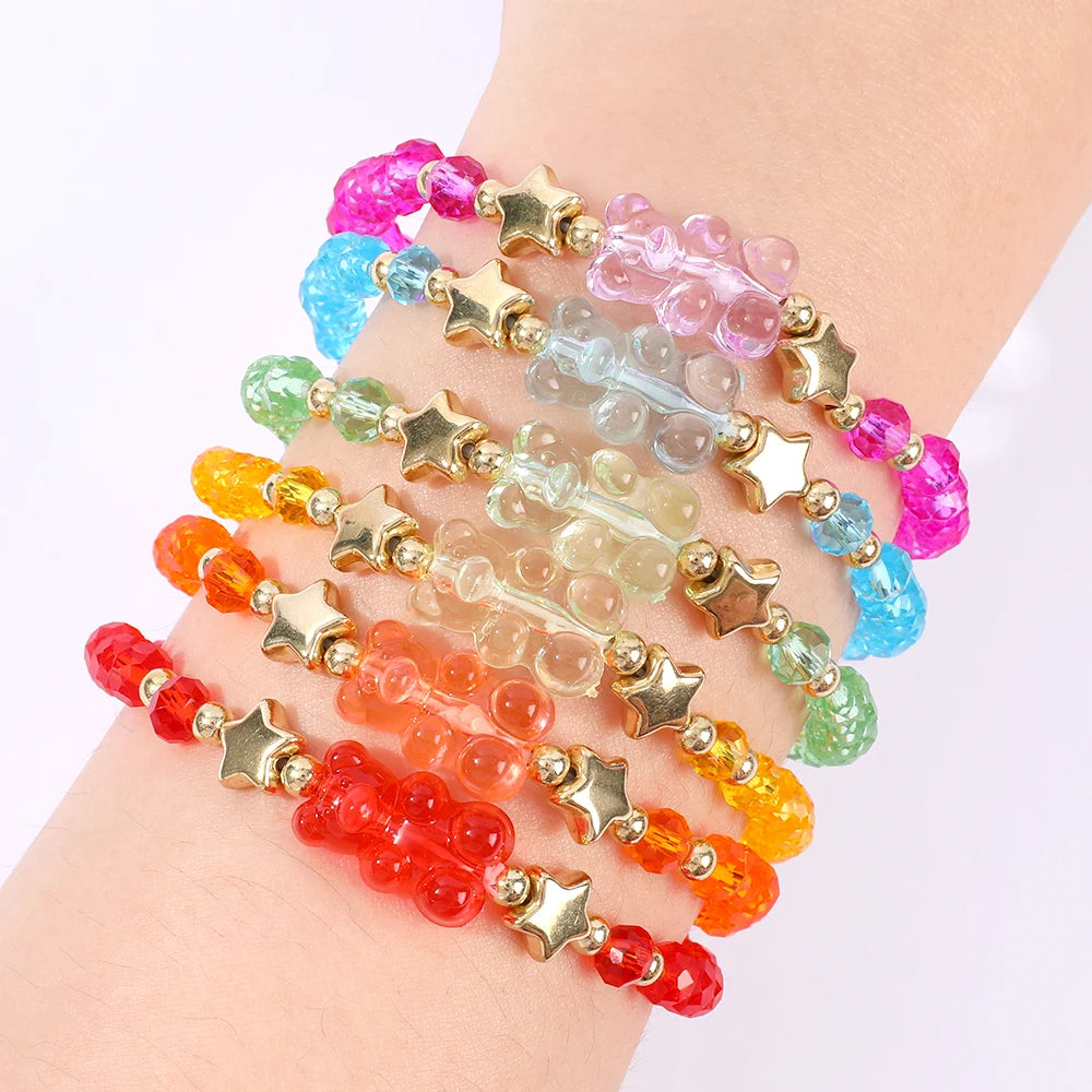 Makersland 6Pcs/set Bear Bracelet for Women Fashion Jewelry for Ladies Girls Gifts Bohemia Multi Layer Beads Bracelet Women