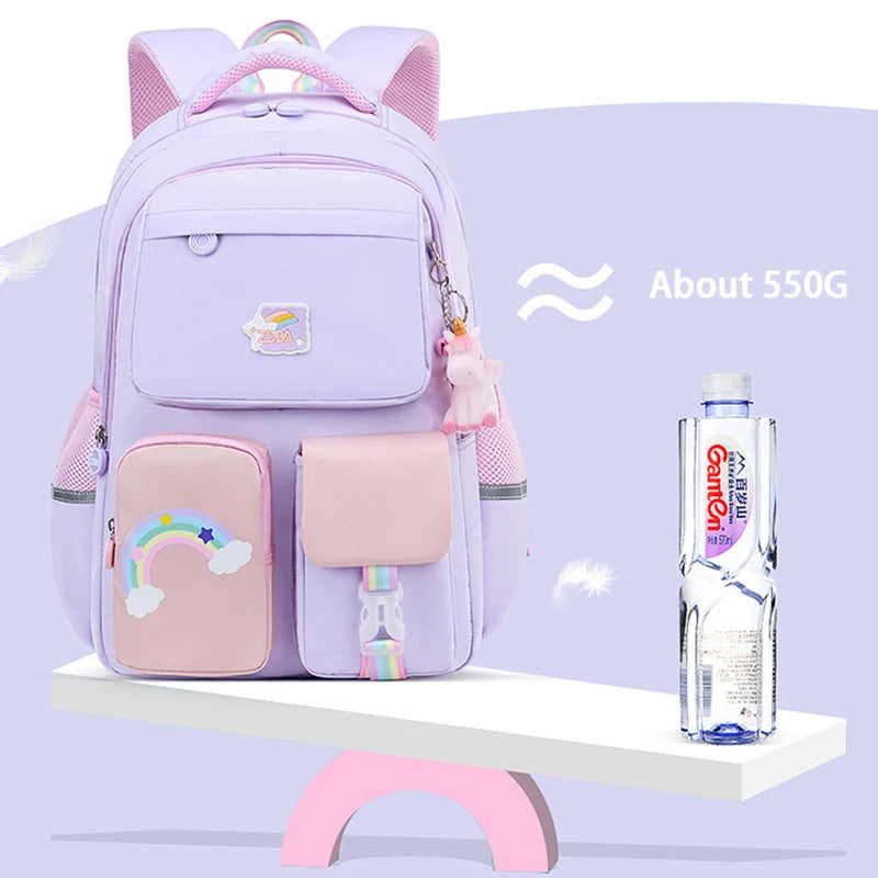 Children's waterproof kids schoolbags Korean fashion rainbow shoulder strap school bags for teenagers girls backpacks mochilas