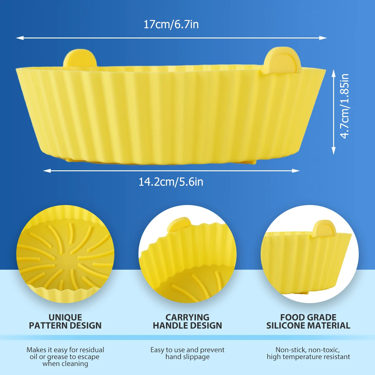 3/2pc Air Fryer Silicone Liner Soft Baking Pan Reusable Airfryer Oven Baking Tray Fruit Wash Basket Pizza Pan Liner Accessories