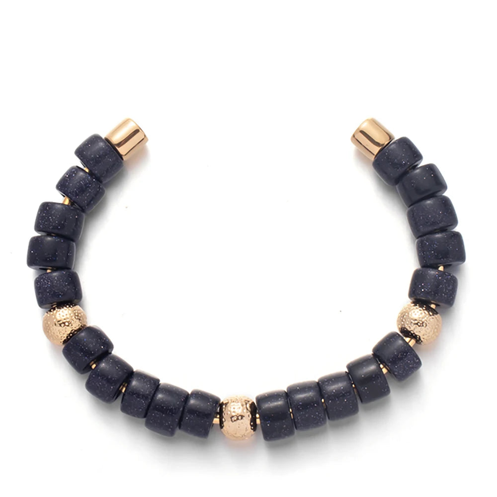 Tejesa Colorful  Natural Stone Cuff Bangle Bracelets For Women
