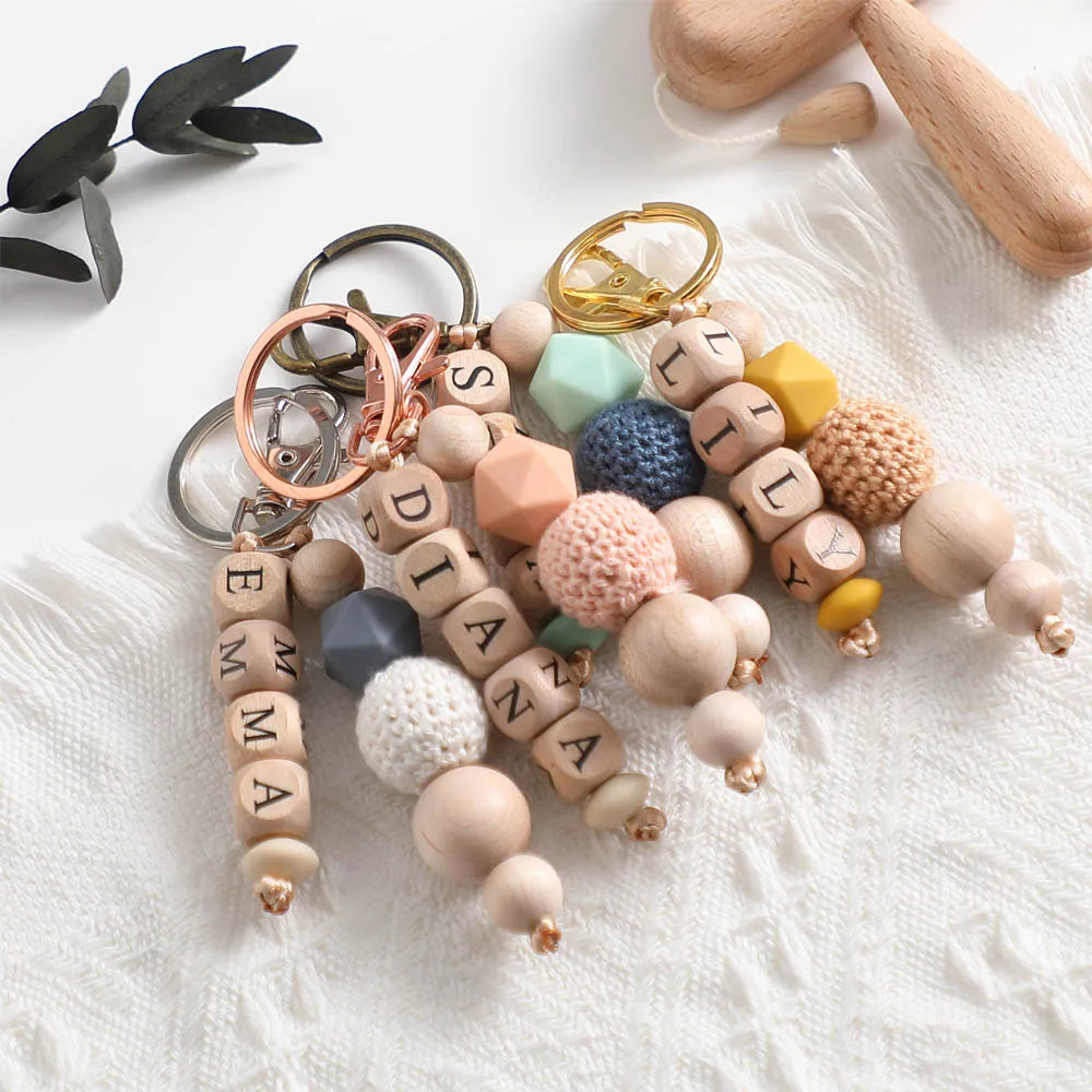 Heamsa Geometric Crochet Beads Personalized Name Silicone Teether Chain